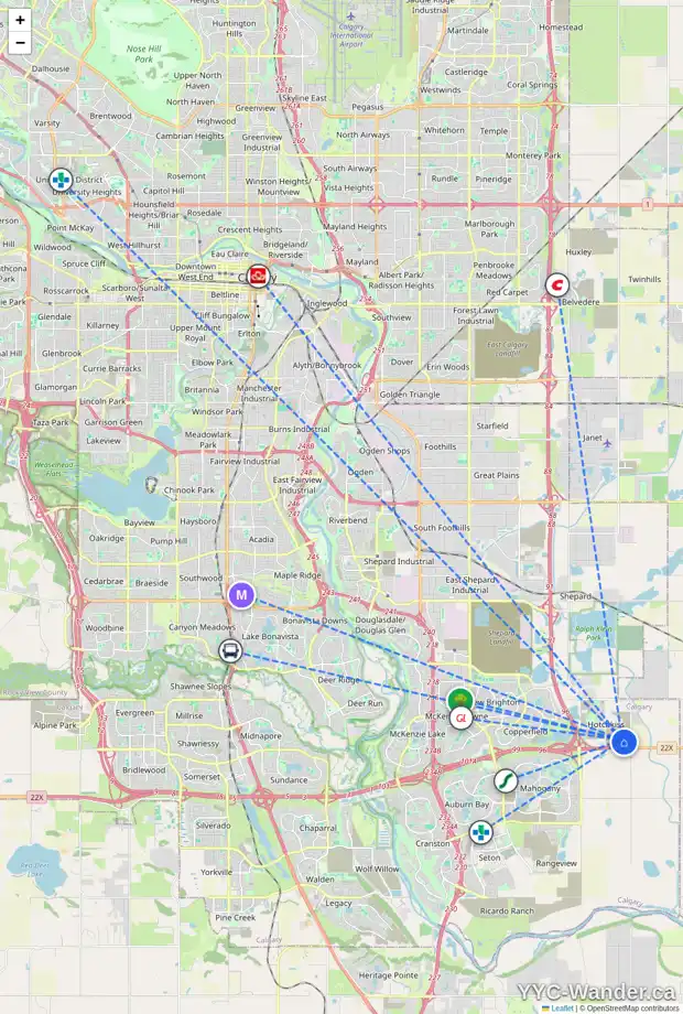 Daily accessibility map for 373 SORA WY SE, Calgary showing nearby schools, grocery stores, parks, LRT stations and nearby amenities