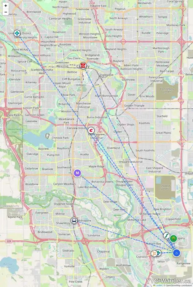 Daily accessibility map for 11 BARTLETT RO SE, Calgary showing nearby schools, grocery stores, parks, LRT stations and nearby amenities