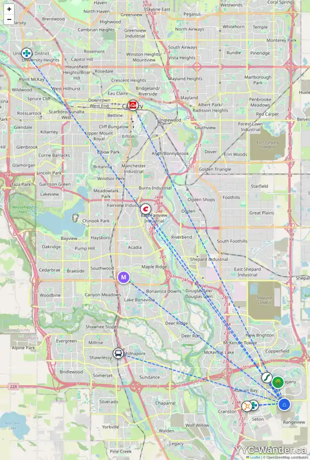 Daily accessibility map for 223 BARTLETT CR SE, Calgary showing nearby schools, grocery stores, parks, LRT stations and nearby amenities
