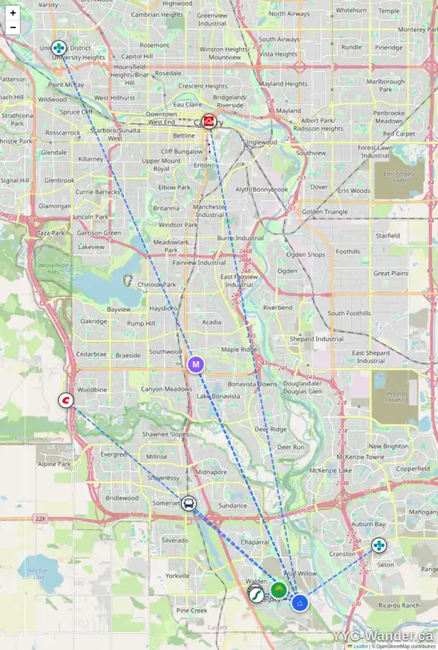 Daily accessibility map for 308 LEGACY REACH CM SE, Calgary showing nearby schools, grocery stores, parks, LRT stations and nearby amenities