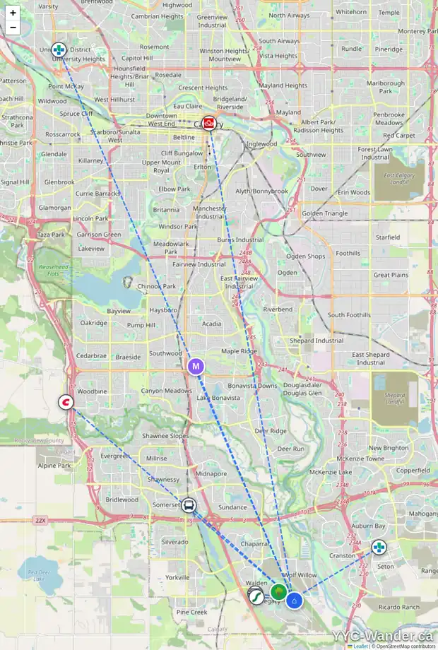 Daily accessibility map for 70 LEGACY REACH BA SE, Calgary showing nearby schools, grocery stores, parks, LRT stations and nearby amenities