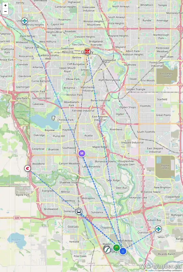 Daily accessibility map for 66 LEGACY REACH BA SE, Calgary showing nearby schools, grocery stores, parks, LRT stations and nearby amenities