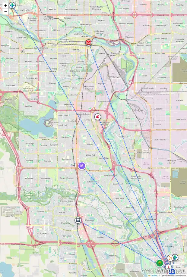 Daily accessibility map for 604 20295 SETON WY SE, Calgary showing nearby schools, grocery stores, parks, LRT stations and nearby amenities