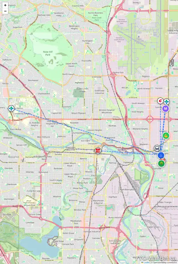 Daily accessibility map for 3112 RAE CR SE, Calgary showing nearby schools, grocery stores, parks, LRT stations and nearby amenities
