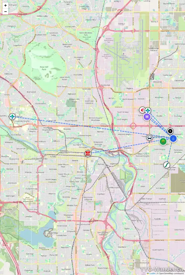 Daily accessibility map for 12 MAIDSTONE PL NE, Calgary showing nearby schools, grocery stores, parks, LRT stations and nearby amenities