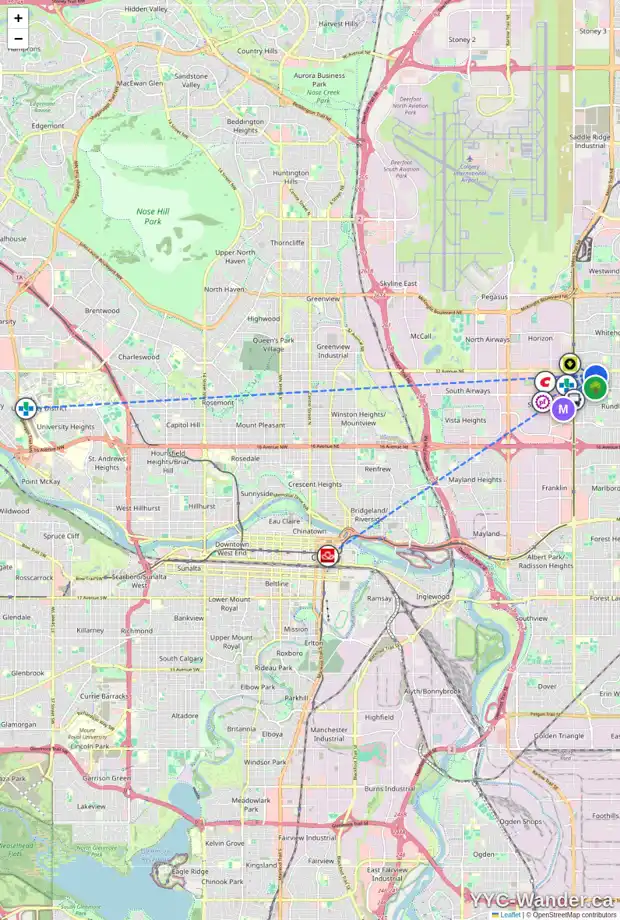 Daily accessibility map for 18 RUNDLELAWN CL NE, Calgary showing nearby schools, grocery stores, parks, LRT stations and nearby amenities