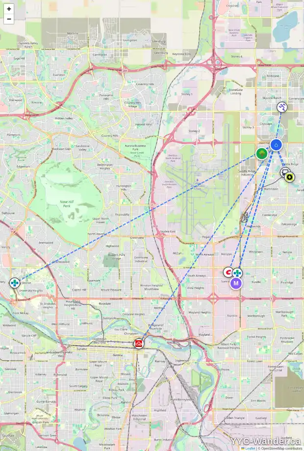 Daily accessibility map for 736 SAVANNA CR NE, Calgary showing nearby schools, grocery stores, parks, LRT stations and nearby amenities