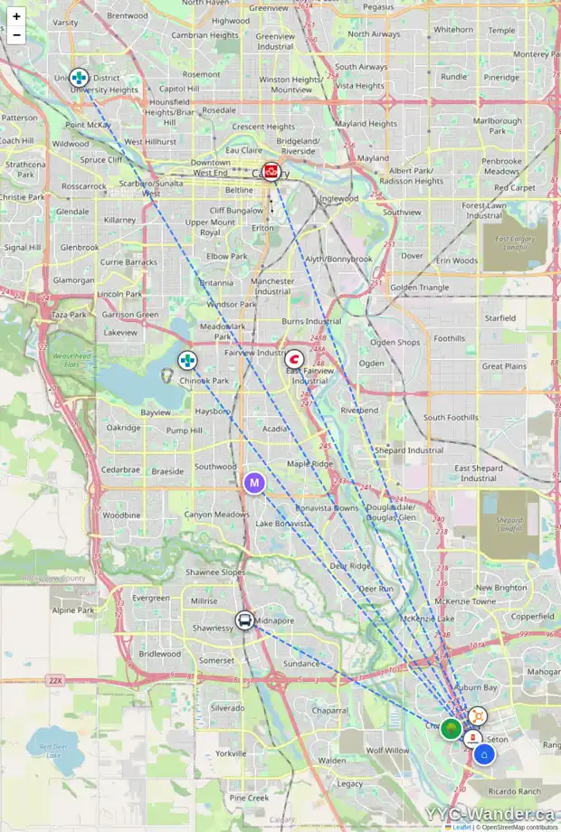 Daily accessibility map for 2316 200 SETON CI SE, Calgary showing nearby schools, grocery stores, parks, LRT stations and nearby amenities
