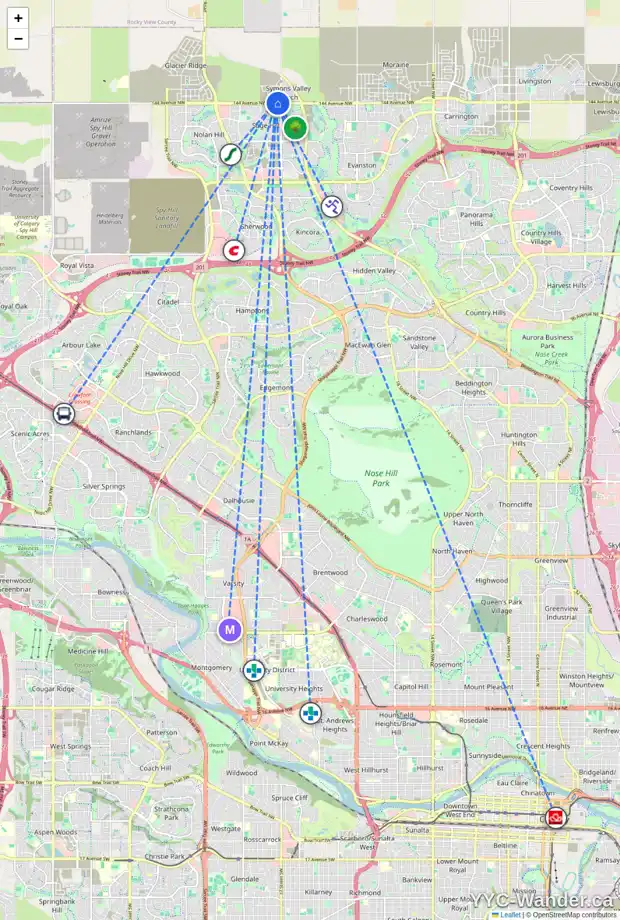 Daily accessibility map for 162 DRYSTONE WY NW, Calgary showing nearby schools, grocery stores, parks, LRT stations and nearby amenities