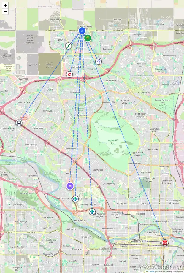 Daily accessibility map for 174 DRYSTONE WY NW, Calgary showing nearby schools, grocery stores, parks, LRT stations and nearby amenities