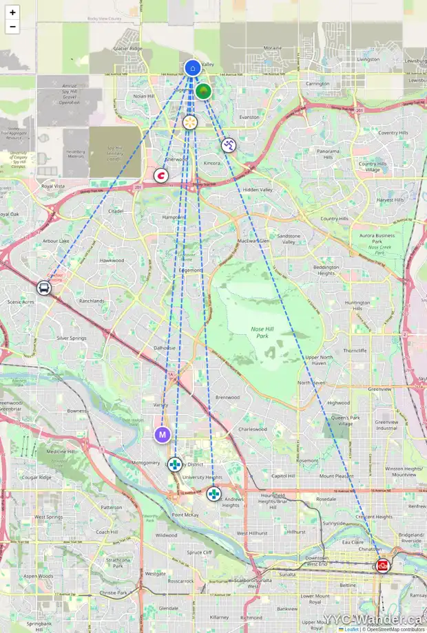 Daily accessibility map for 66 DRYSTONE WY NW, Calgary showing nearby schools, grocery stores, parks, LRT stations and nearby amenities