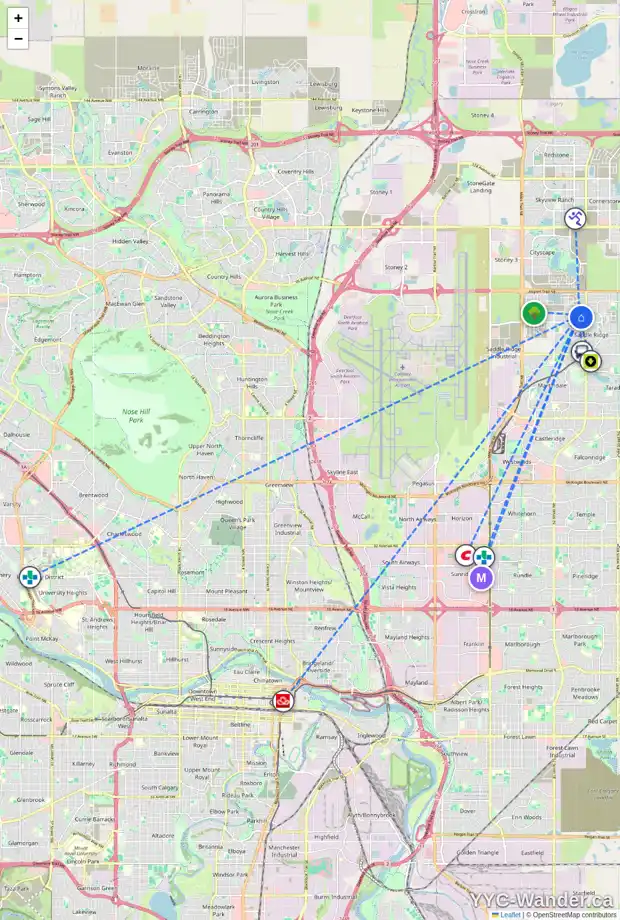 Daily accessibility map for 2409 681 SAVANNA BV NE, Calgary showing nearby schools, grocery stores, parks, LRT stations and nearby amenities
