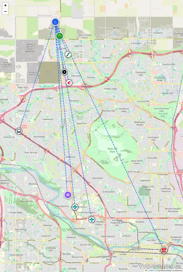Daily accessibility map for 132 ANNETTE PA NW, Calgary showing nearby schools, grocery stores, parks, LRT stations and nearby amenities