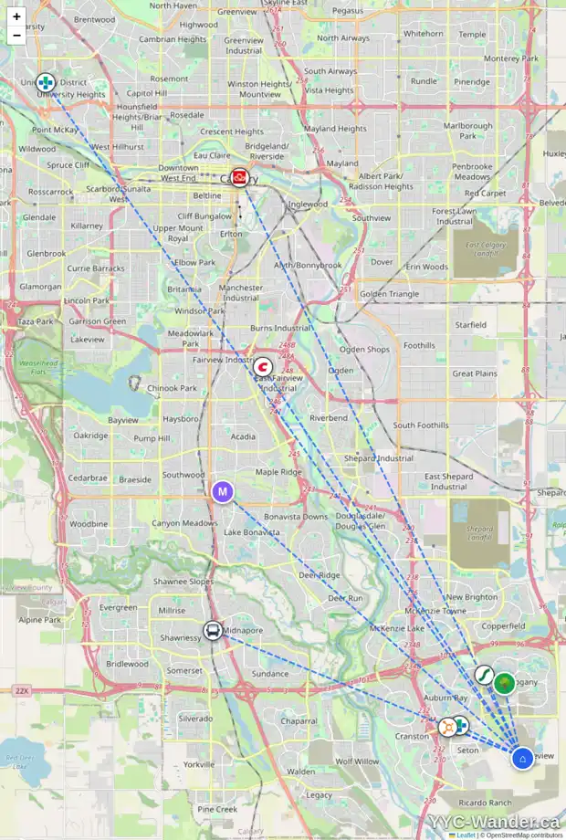 Daily accessibility map for 139 MALLARD HE SE, Calgary showing nearby schools, grocery stores, parks, LRT stations and nearby amenities