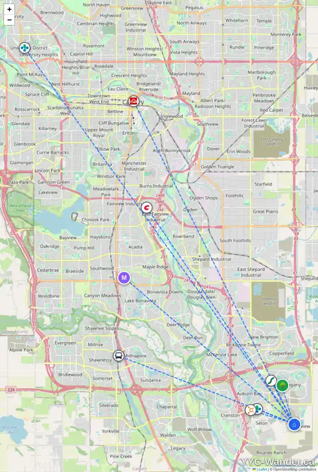 Daily accessibility map for 125 RAVEN LI SE, Calgary showing nearby schools, grocery stores, parks, LRT stations and nearby amenities