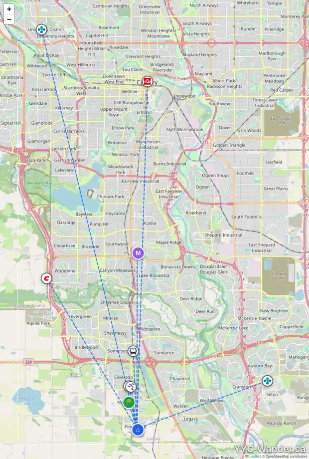 Daily accessibility map for 47 CREEKSTONE GR SW, Calgary showing nearby schools, grocery stores, parks, LRT stations and nearby amenities