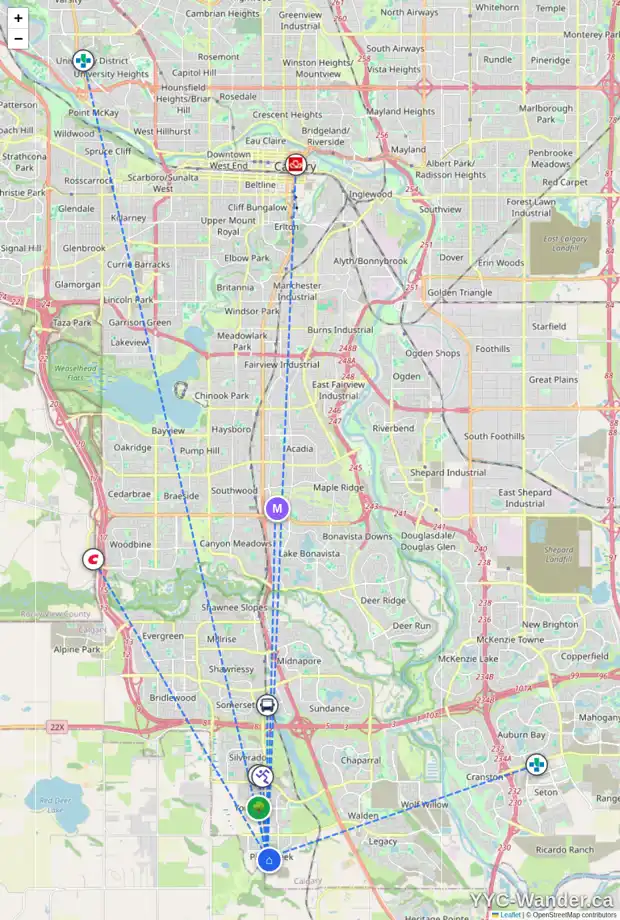 Daily accessibility map for 139 CREEKSTONE GR SW, Calgary showing nearby schools, grocery stores, parks, LRT stations and nearby amenities