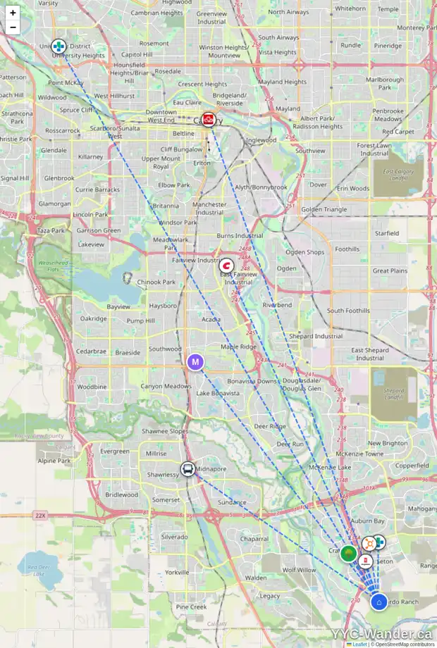 Daily accessibility map for 34 SETONVISTA GV SE, Calgary showing nearby schools, grocery stores, parks, LRT stations and nearby amenities