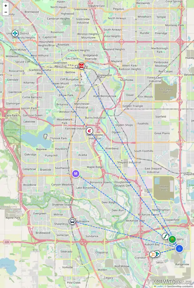 Daily accessibility map for 116 MERCADO RD SE, Calgary showing nearby schools, grocery stores, parks, LRT stations and nearby amenities