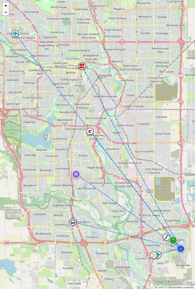 Daily accessibility map for 1203 MAHOGANY BV SE, Calgary showing nearby schools, grocery stores, parks, LRT stations and nearby amenities