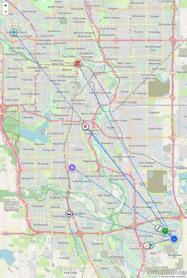 Daily accessibility map for 1158 MAHOGANY BV SE, Calgary showing nearby schools, grocery stores, parks, LRT stations and nearby amenities