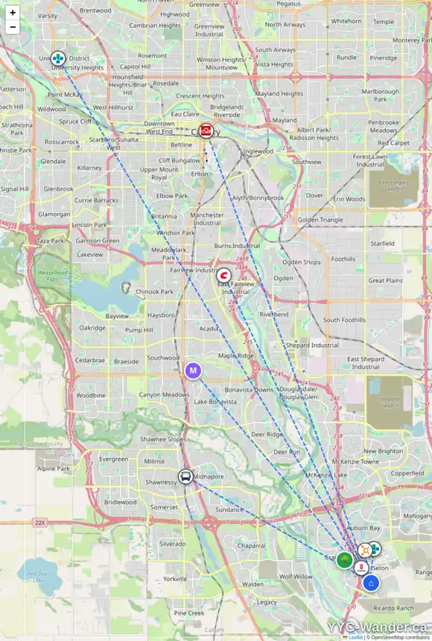 Daily accessibility map for 6215 200 SETON CI SE, Calgary showing nearby schools, grocery stores, parks, LRT stations and nearby amenities
