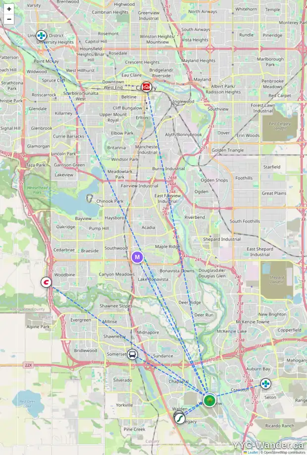 Daily accessibility map for 303 125 WOLF HOLLOW CR SE, Calgary showing nearby schools, grocery stores, parks, LRT stations and nearby amenities