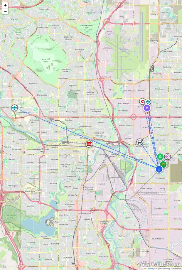 Daily accessibility map for 3043 DOVERVILLE CR SE, Calgary showing nearby schools, grocery stores, parks, LRT stations and nearby amenities