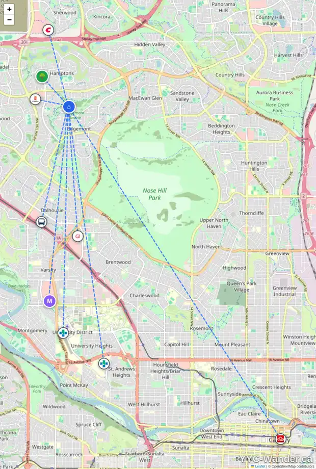 Daily accessibility map for 4222 EDGEVALLEY LD NW, Calgary showing nearby schools, grocery stores, parks, LRT stations and nearby amenities