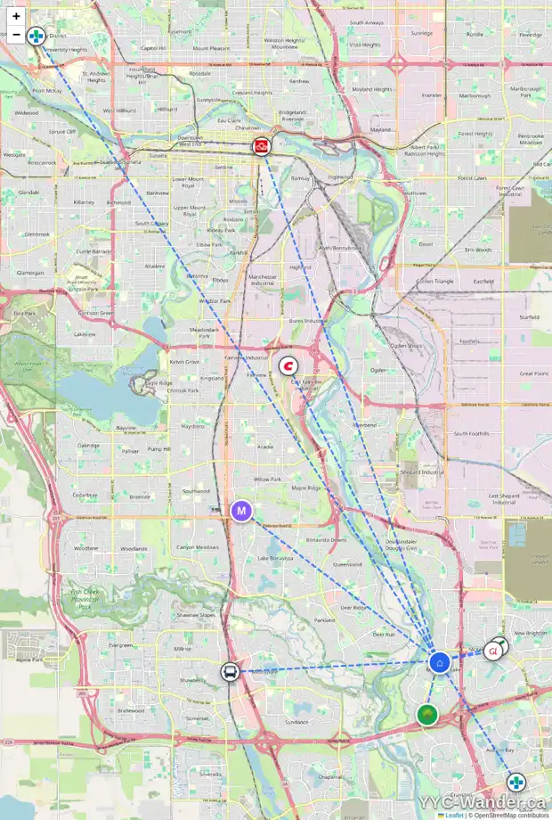 Daily accessibility map for 30 MCKENZIE LAKE PL SE, Calgary showing nearby schools, grocery stores, parks, LRT stations and nearby amenities