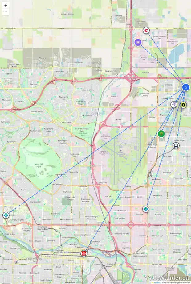 Daily accessibility map for 109 1862 CORNERSTONE BV NE, Calgary showing nearby schools, grocery stores, parks, LRT stations and nearby amenities