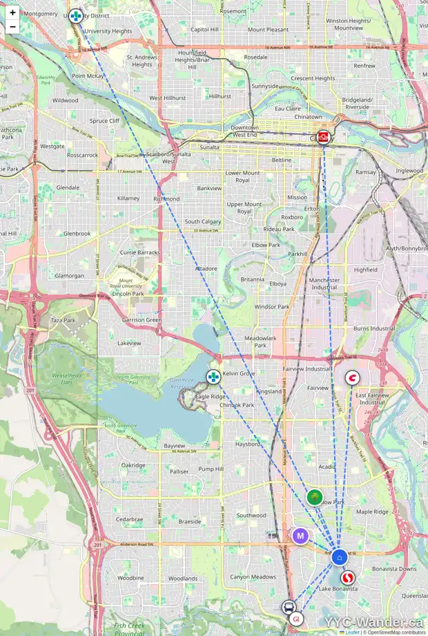 Daily accessibility map for 632 LAKE LINNET CR SE, Calgary showing nearby schools, grocery stores, parks, LRT stations and nearby amenities