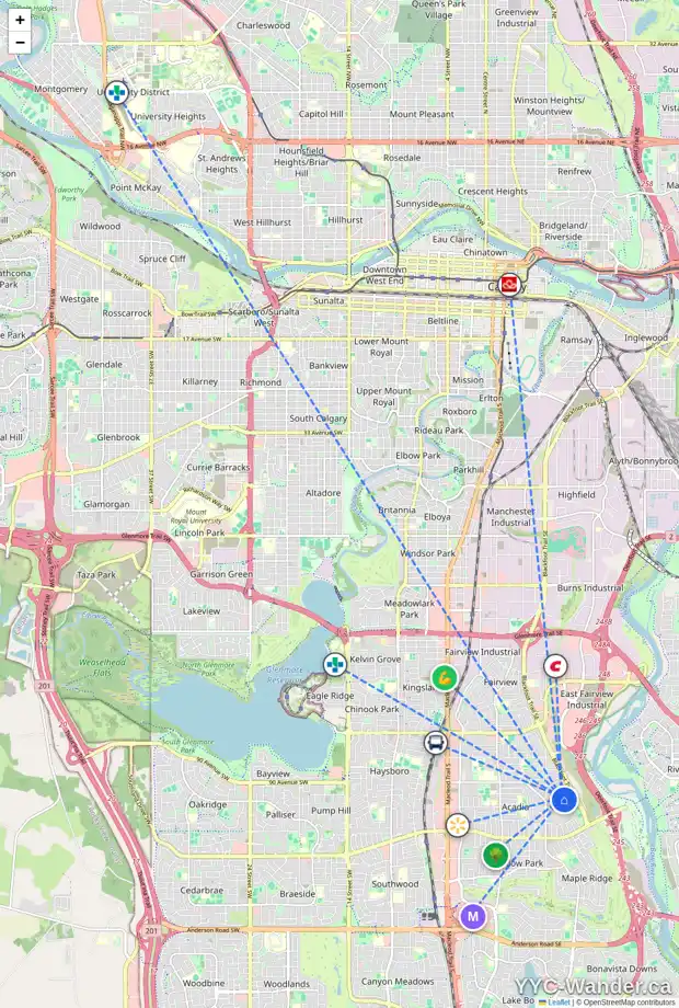Daily accessibility map for 9403 ALLISON DR SE, Calgary showing nearby schools, grocery stores, parks, LRT stations and nearby amenities