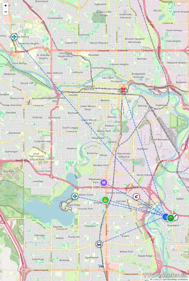 Daily accessibility map for 155 RIVERBROOK RD SE, Calgary showing nearby schools, grocery stores, parks, LRT stations and nearby amenities