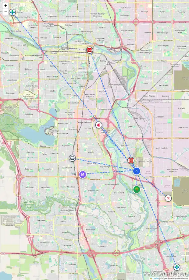 Daily accessibility map for 111 DOUGLAS GLEN PA SE, Calgary showing nearby schools, grocery stores, parks, LRT stations and nearby amenities