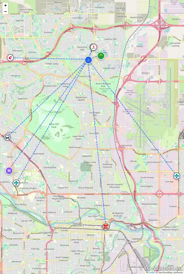 Daily accessibility map for 175 PANORAMA HILLS WY NW, Calgary showing nearby schools, grocery stores, parks, LRT stations and nearby amenities