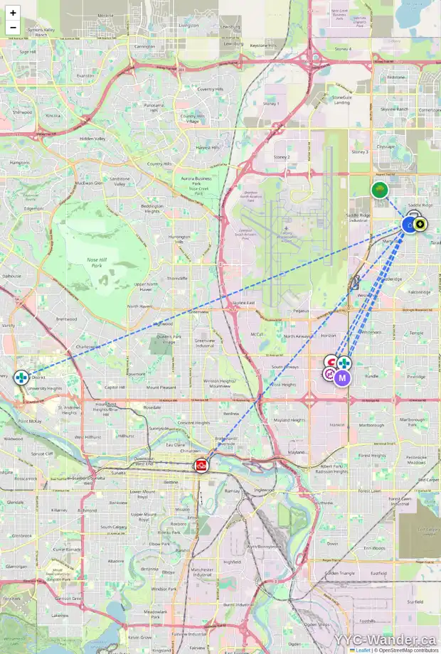 Daily accessibility map for 137 MARTINVALLEY RD NE, Calgary showing nearby schools, grocery stores, parks, LRT stations and nearby amenities