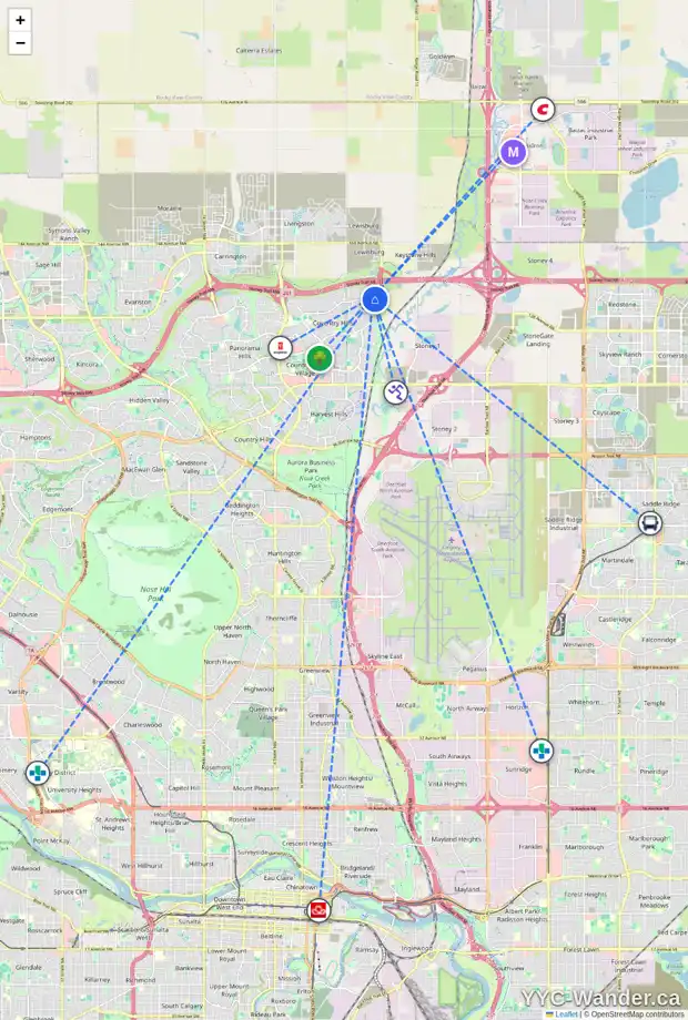 Daily accessibility map for 209 COVILLE CR NE, Calgary showing nearby schools, grocery stores, parks, LRT stations and nearby amenities