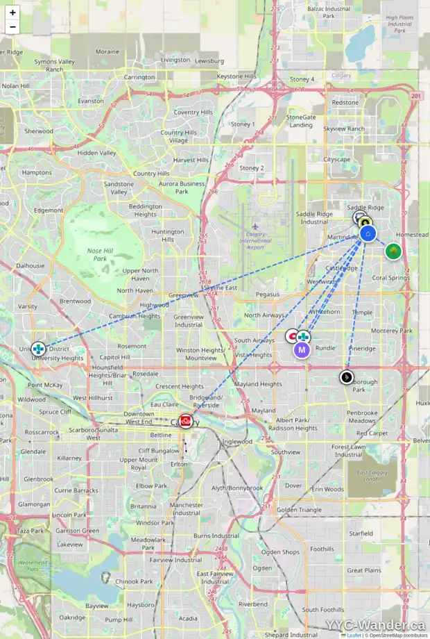 Daily accessibility map for 44 TARACOVE CR NE, Calgary showing nearby schools, grocery stores, parks, LRT stations and nearby amenities