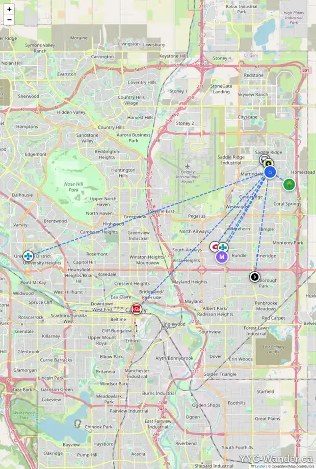 Daily accessibility map for 51 TARACOVE CR NE, Calgary showing nearby schools, grocery stores, parks, LRT stations and nearby amenities