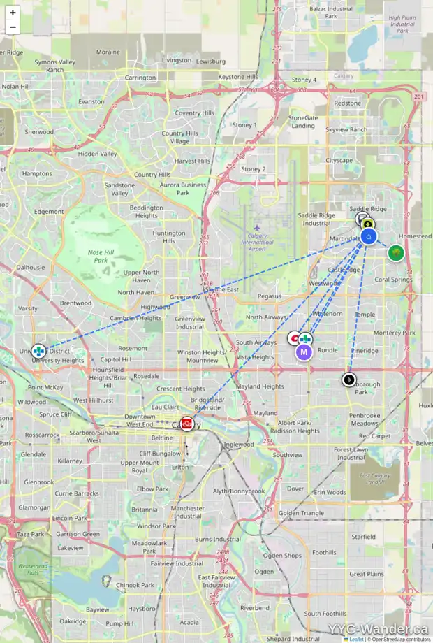 Daily accessibility map for 54 TARACOVE ESTATE DR NE, Calgary showing nearby schools, grocery stores, parks, LRT stations and nearby amenities
