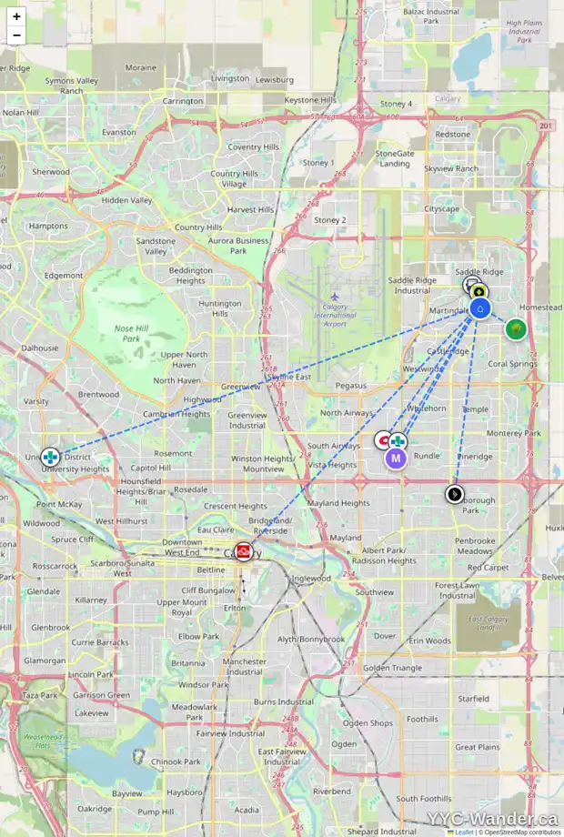 Daily accessibility map for 62 TARACOVE ESTATE DR NE, Calgary showing nearby schools, grocery stores, parks, LRT stations and nearby amenities