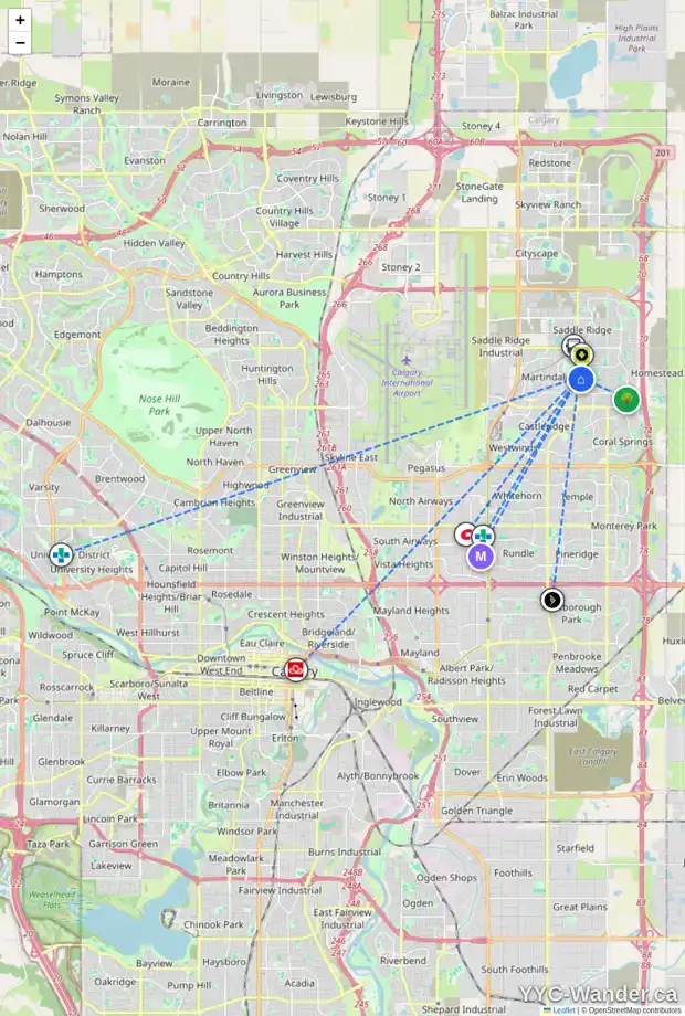 Daily accessibility map for 115 TARACOVE ESTATE DR NE, Calgary showing nearby schools, grocery stores, parks, LRT stations and nearby amenities