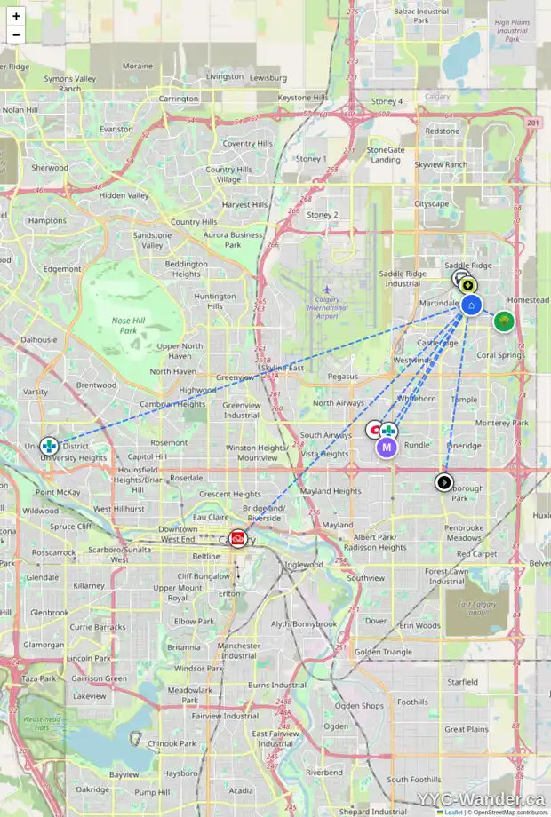 Daily accessibility map for 167 TARACOVE ESTATE DR NE, Calgary showing nearby schools, grocery stores, parks, LRT stations and nearby amenities