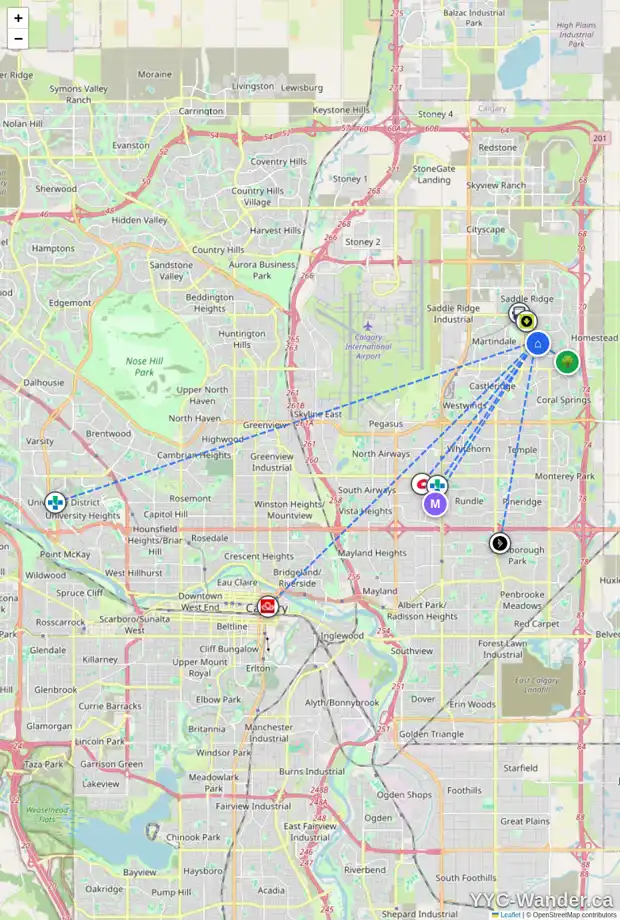 Daily accessibility map for 259 TARACOVE ESTATE DR NE, Calgary showing nearby schools, grocery stores, parks, LRT stations and nearby amenities