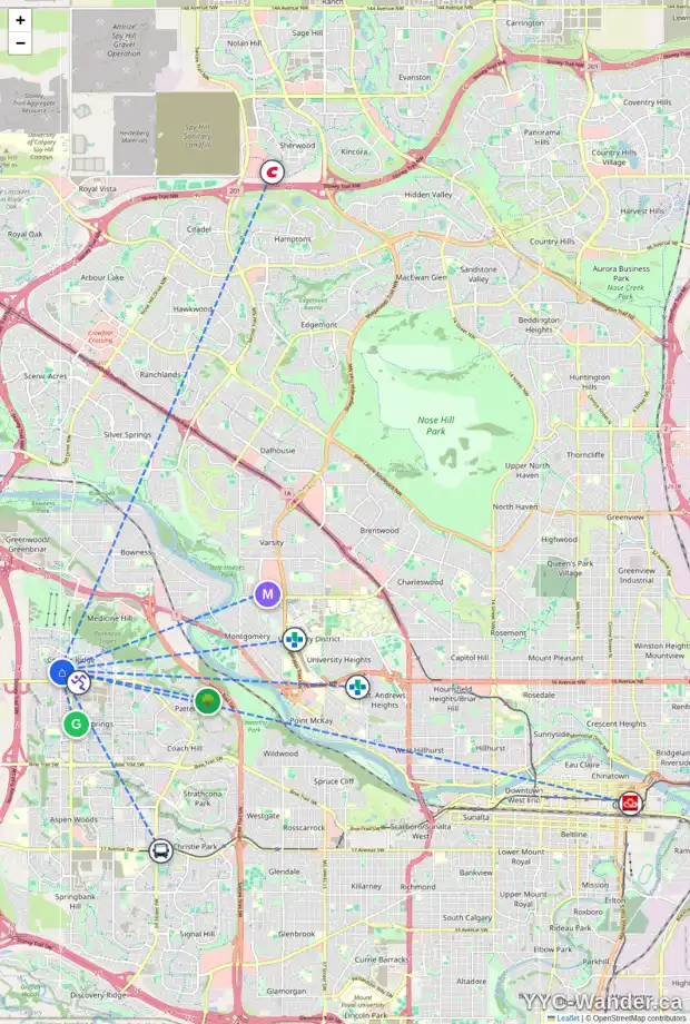 Daily accessibility map for 159 COUGARSTONE GD SW, Calgary showing nearby schools, grocery stores, parks, LRT stations and nearby amenities
