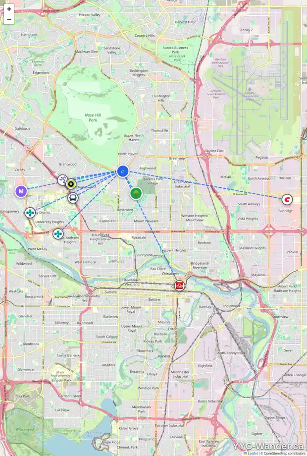 Daily accessibility map for 4422 NAMAKA CR NW, Calgary showing nearby schools, grocery stores, parks, LRT stations and nearby amenities