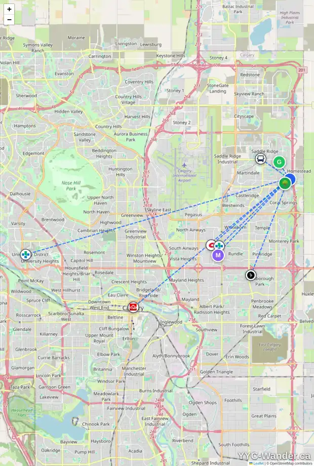 Daily accessibility map for 6 TARINGTON LD NE, Calgary showing nearby schools, grocery stores, parks, LRT stations and nearby amenities