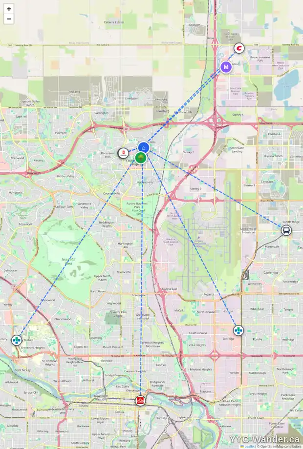 Daily accessibility map for 120 COVEPARK CL NE, Calgary showing nearby schools, grocery stores, parks, LRT stations and nearby amenities