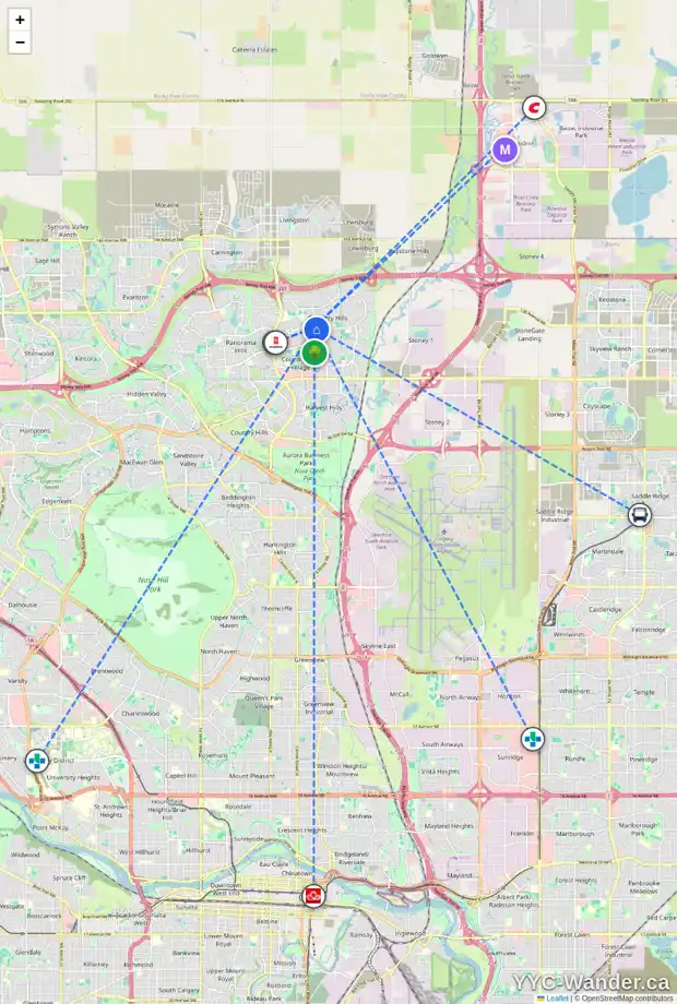 Daily accessibility map for 81 COVEPARK CL NE, Calgary showing nearby schools, grocery stores, parks, LRT stations and nearby amenities
